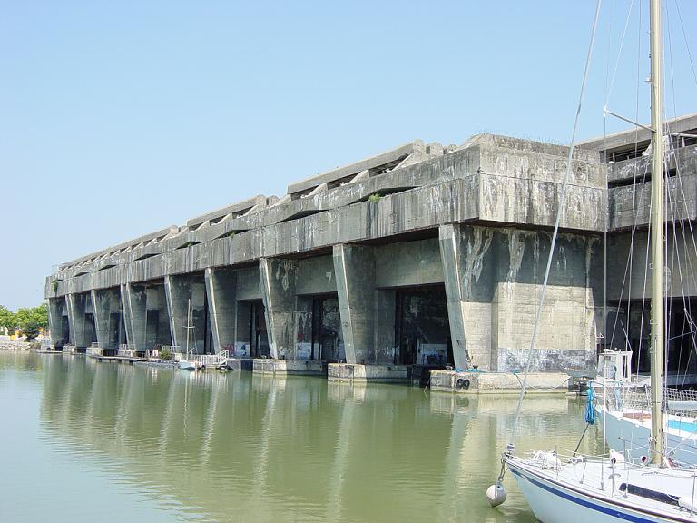 A view of the right side of the Bordeaux u-boat base
