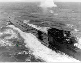 Type IX U-boat surfaced.